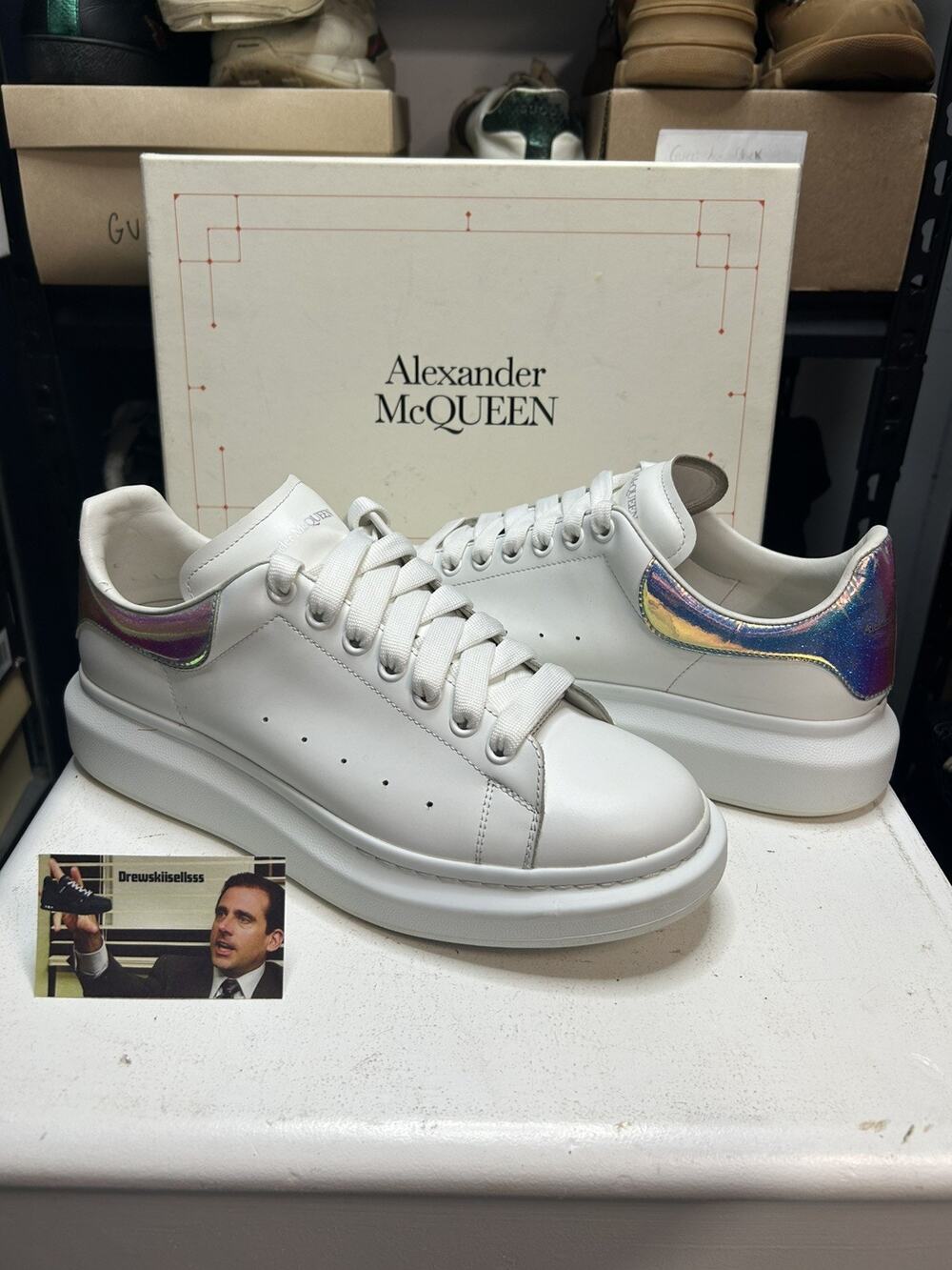 Alexander McQueen Oversized Sneaker White Iridescent Glitter Size 44 EU / 11 US